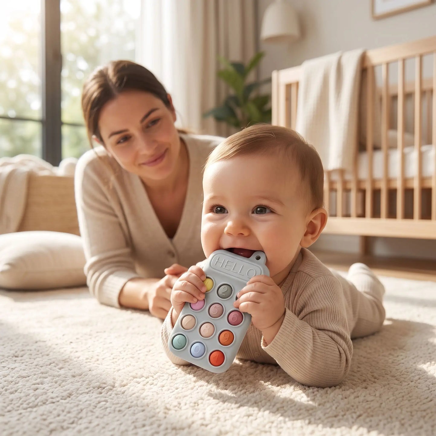 anneau de dentition bebe maman bebe mordille telecommande bleue