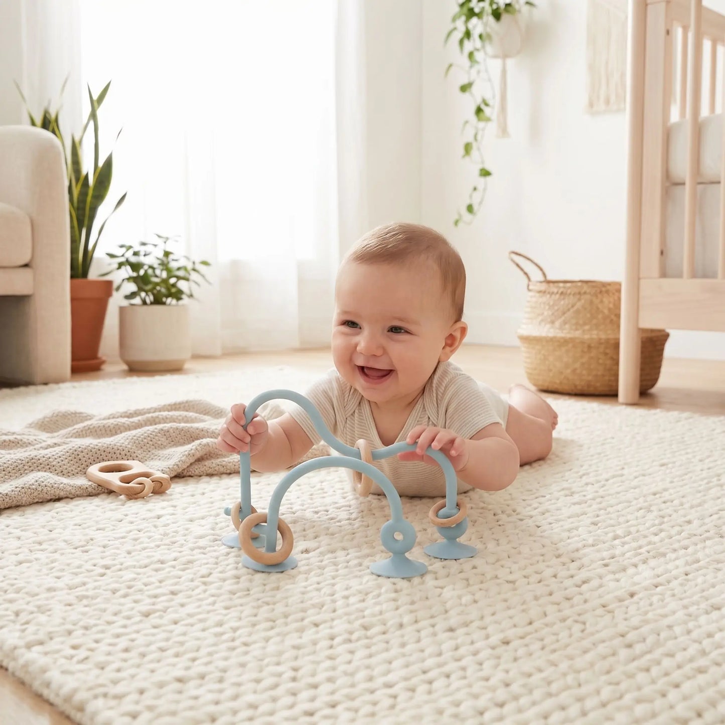 anneau de dentition bleu tapis