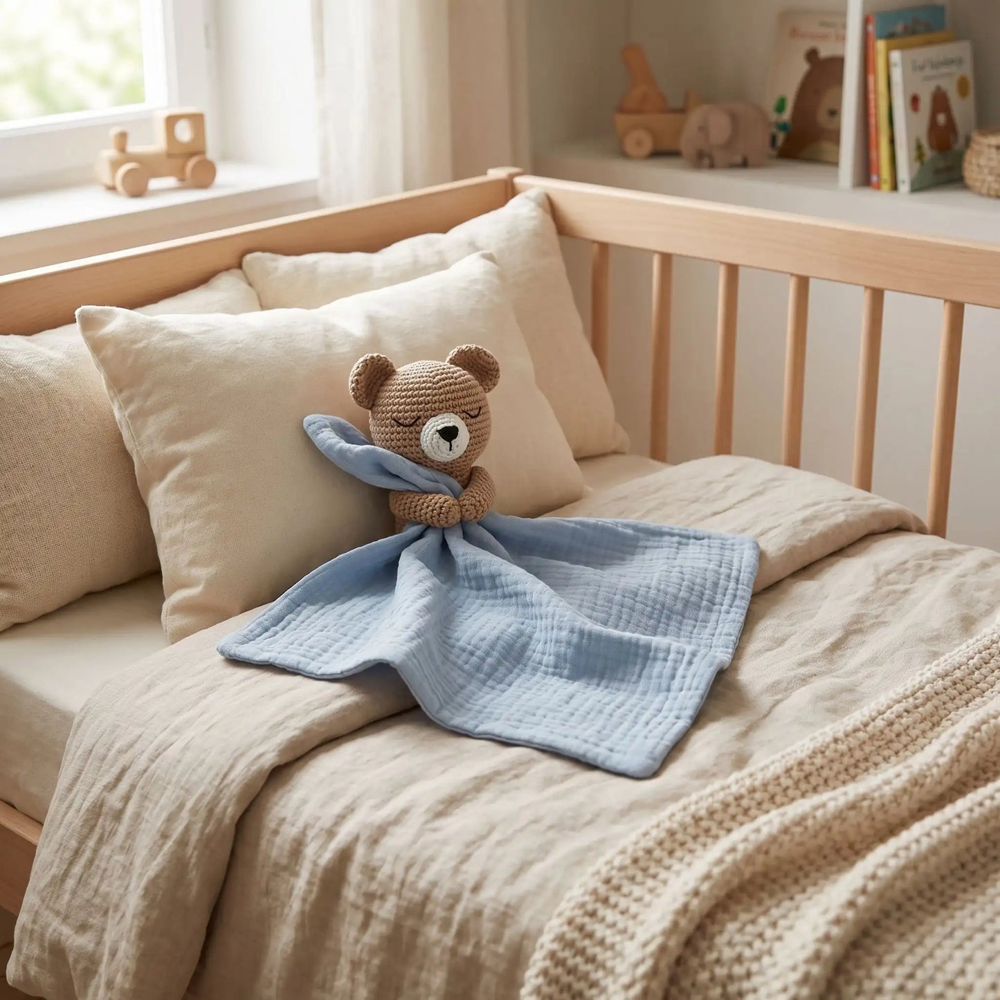doudou bebe ours bleu lit