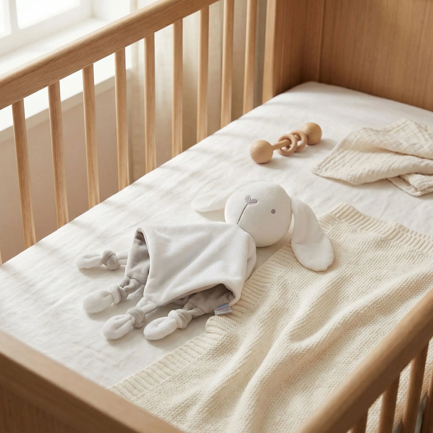 doudou lapin lit blanc