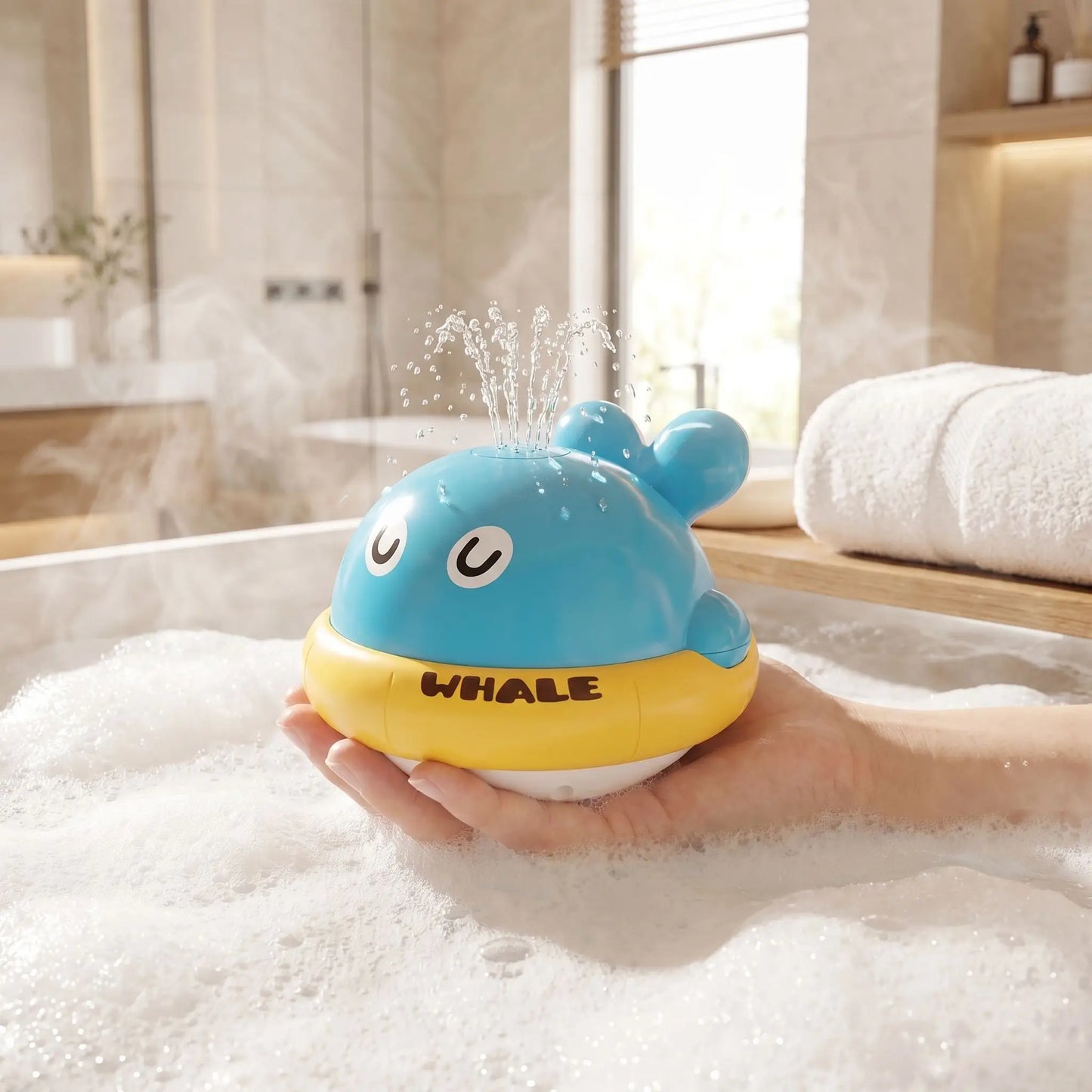 jouet de bain baleine main maman