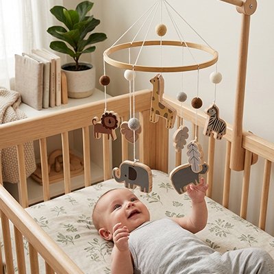 Mobile BEBE pour lit girafe bebe