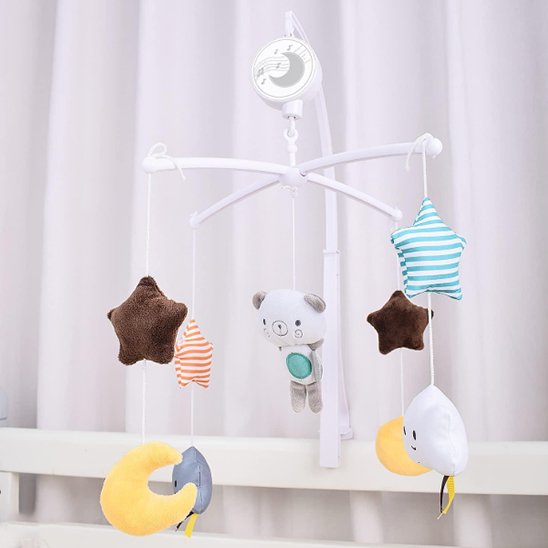 Mobile musical bébé ourson blanc