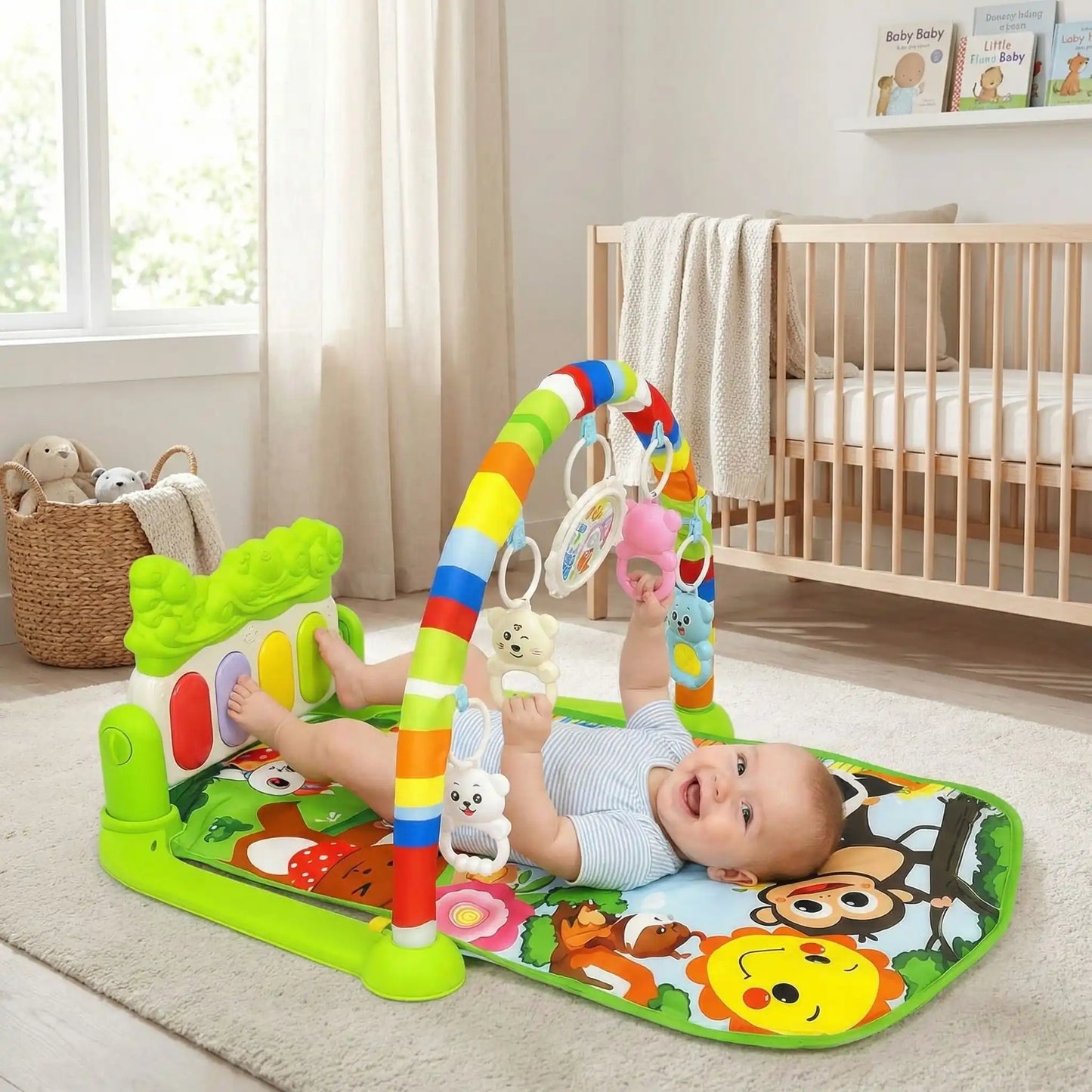 tapis d eveil vert bebe dos