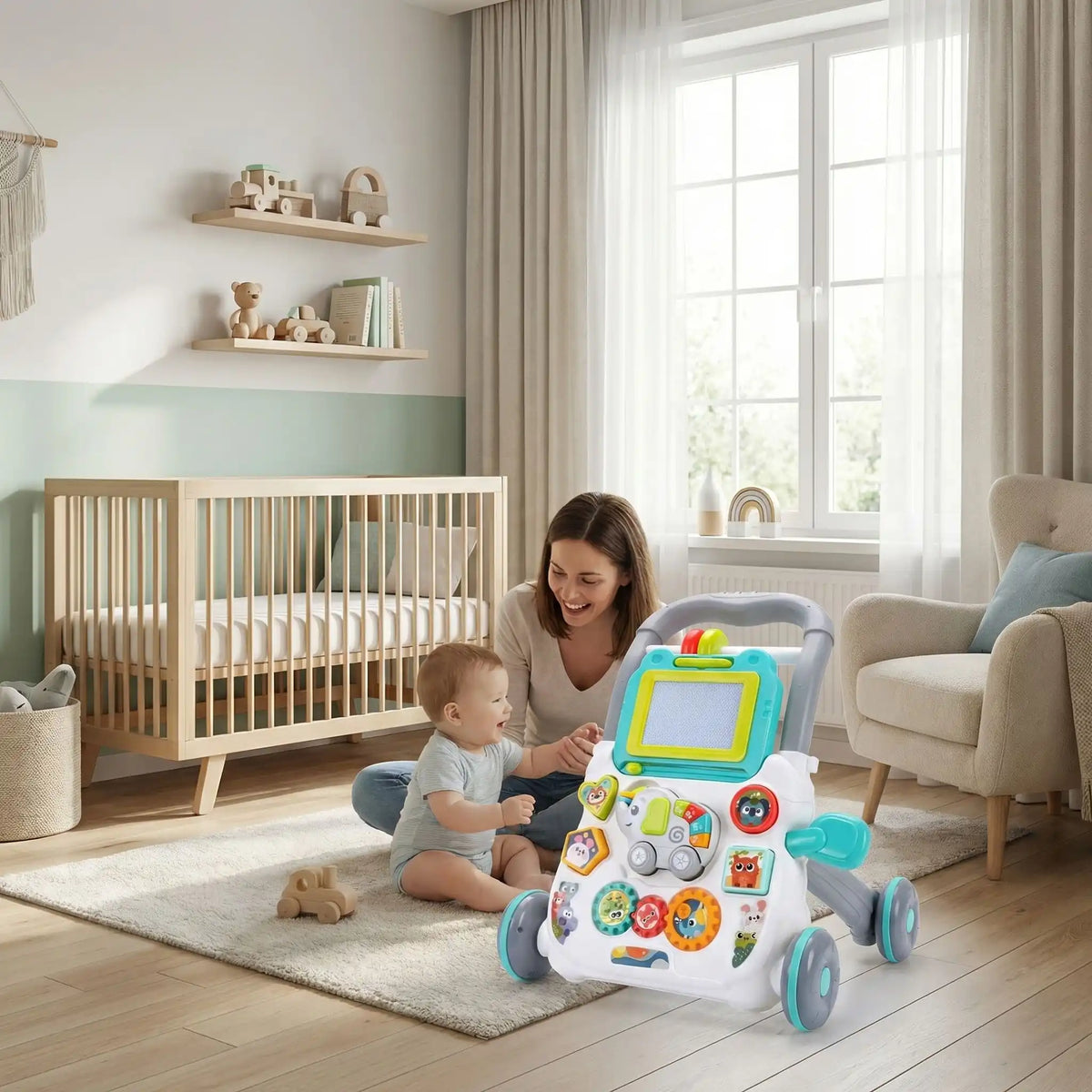 trotteur maman bebe gris