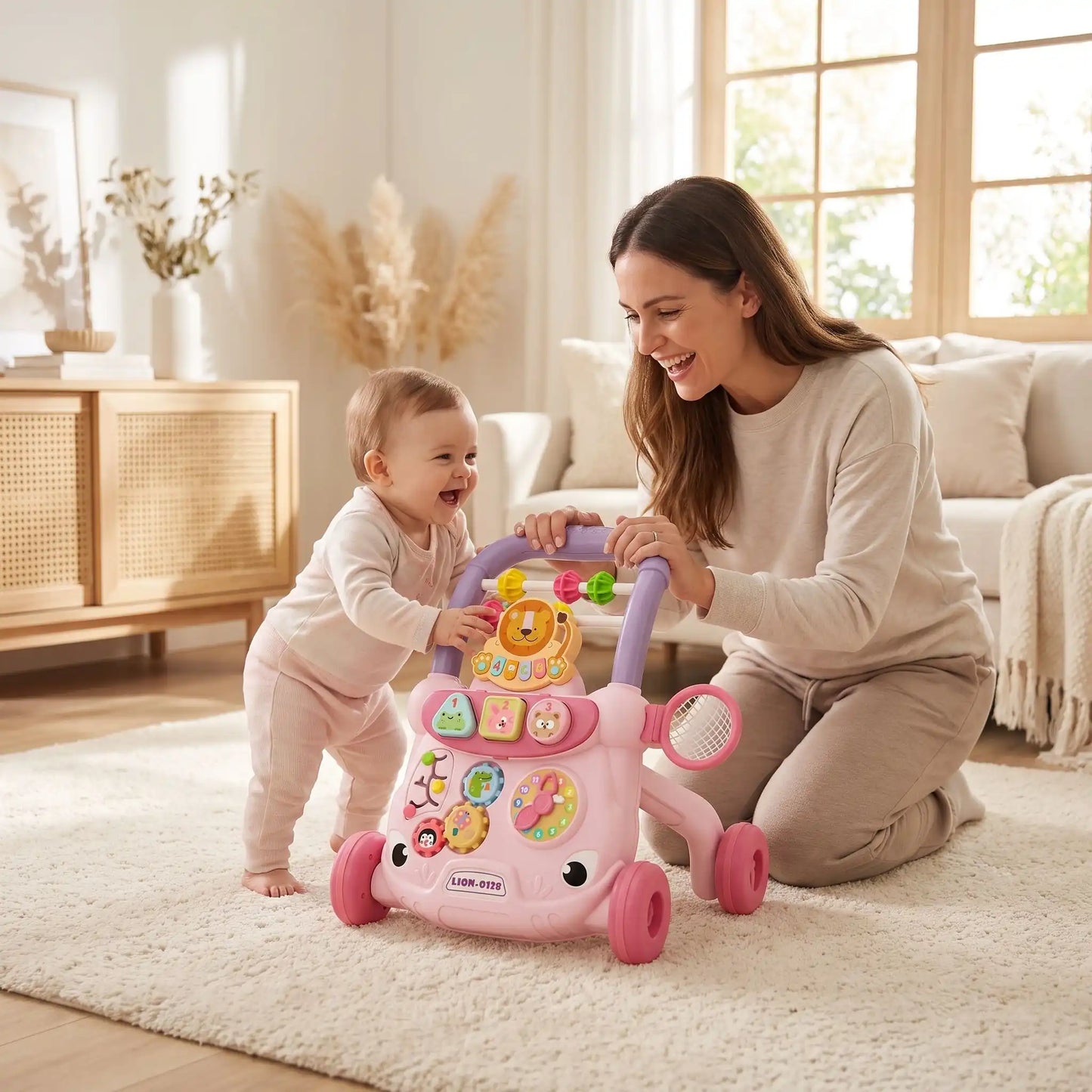 trotteur pour bebe rose maman joue salon bebe