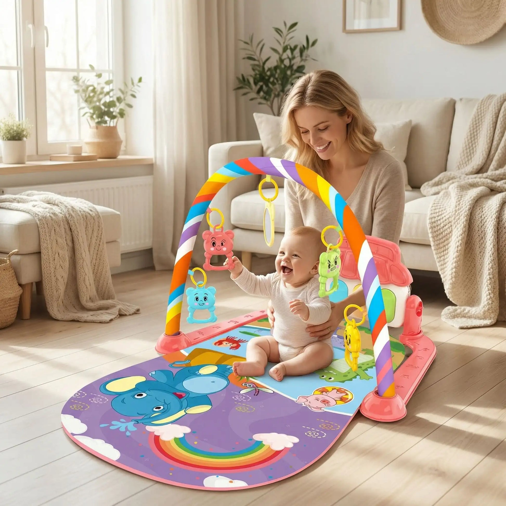 tapis d eveil bebe rose maman