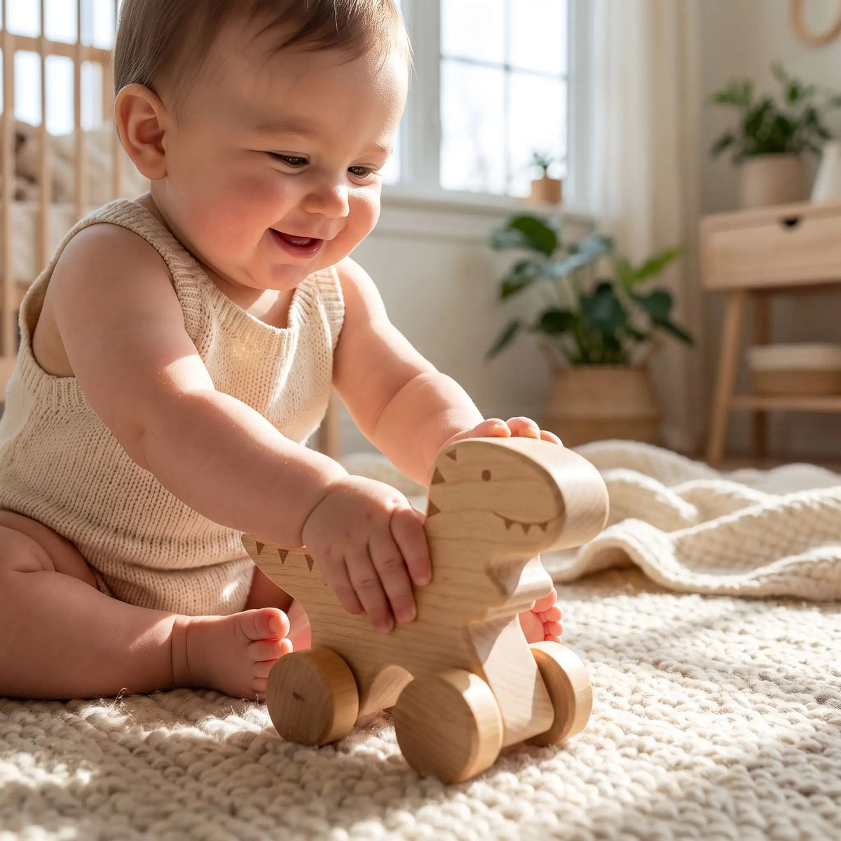 anneau de dentition assis bebe dinosaure joue
