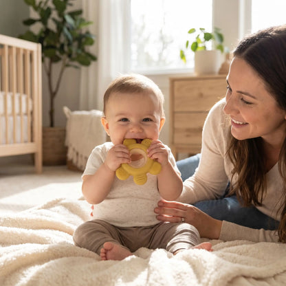 anneau de dentition bebe assis jaune