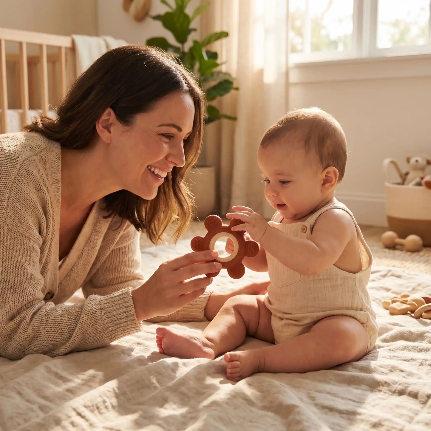 anneau de dentition bebe coucher maman