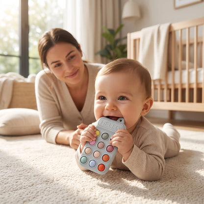 anneau de dentition bebe maman bebe mordille telecommande bleue