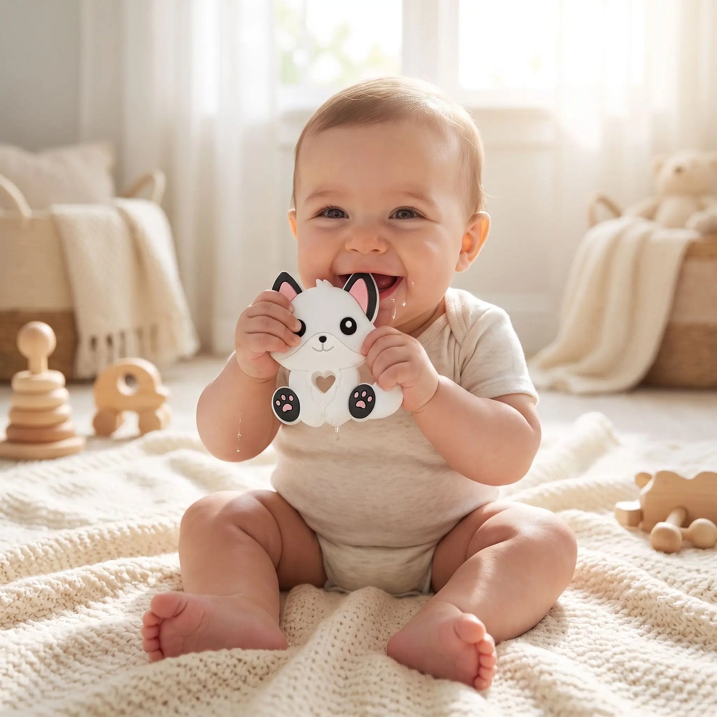 anneau de dentition bebe mordille ecureuil blanc