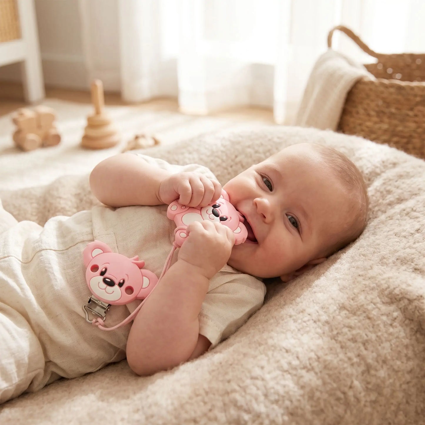 anneau de dentition bebe mordille panda rose