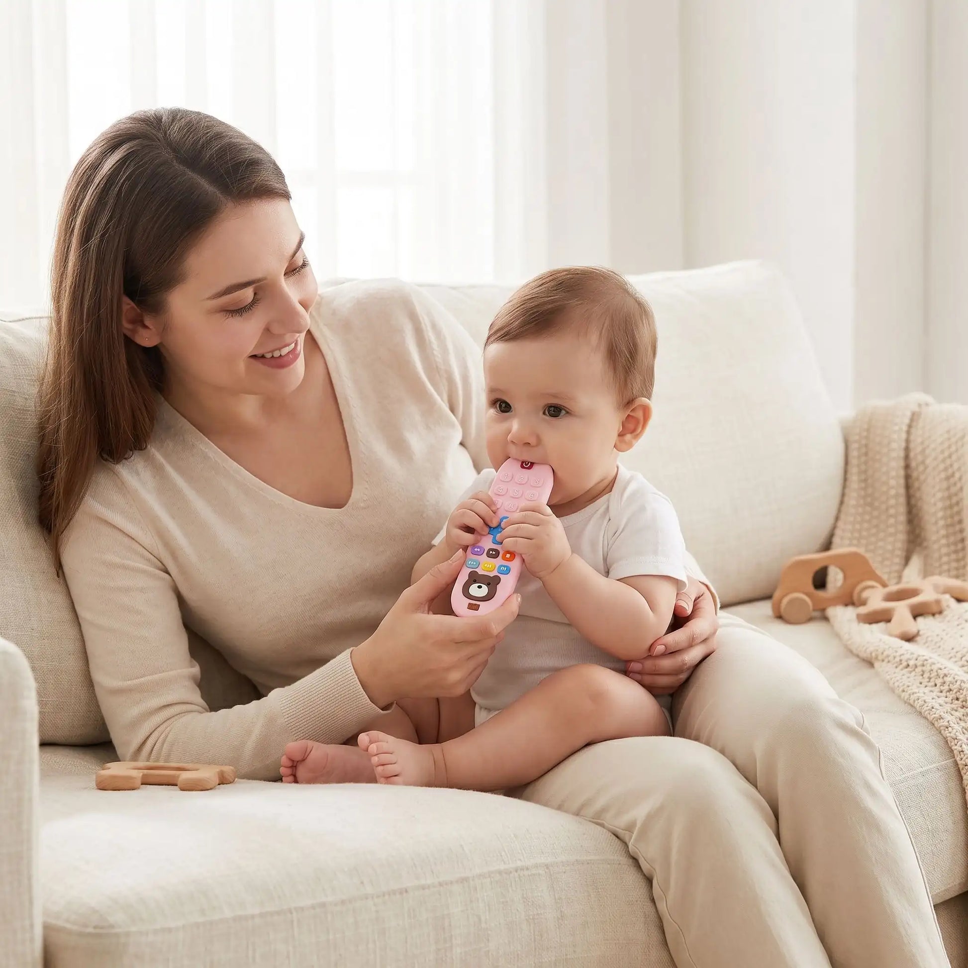 anneau de dentition bebe rose maman bebe assis