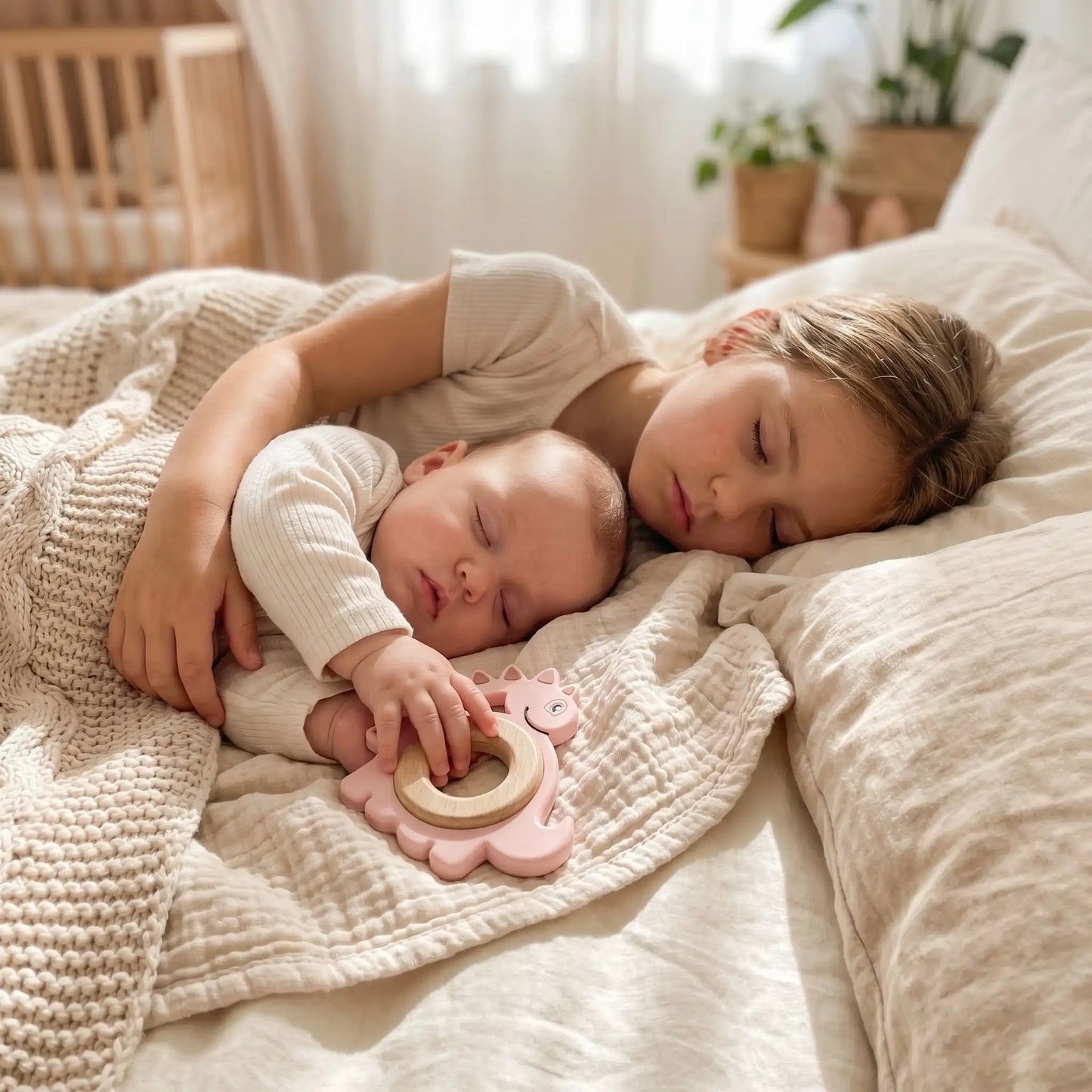 anneau de dentition bebe soeur dort