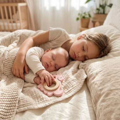 anneau de dentition bebe soeur dort