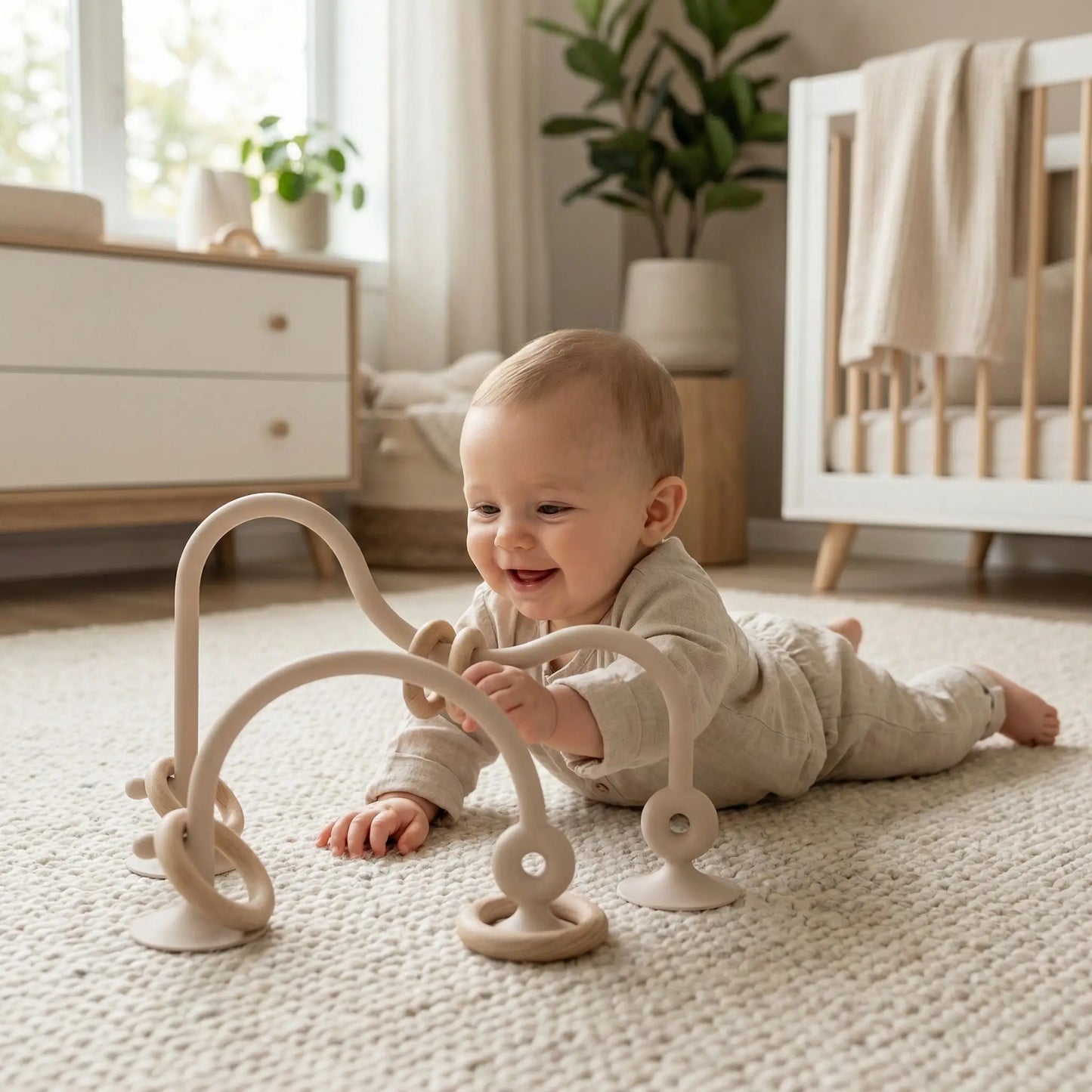 anneau de dentition beige tapis