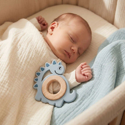 anneau de dentition bleu dort bebe
