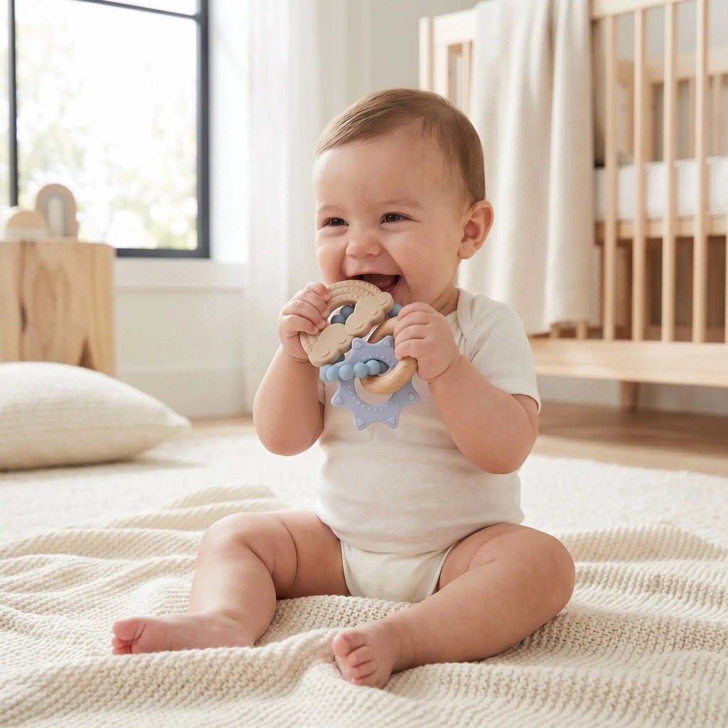 anneau de dentition bracelet assis bebe
