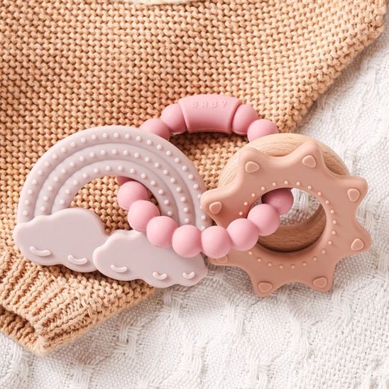 Anneau de dentition collier rose