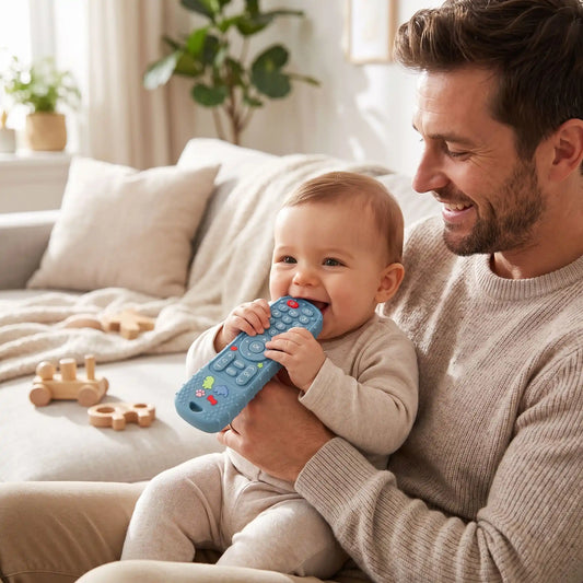 anneau de dentition mordille bebe papa telecommande