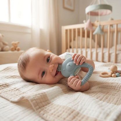 anneau de dentition refrigere bebe bleu