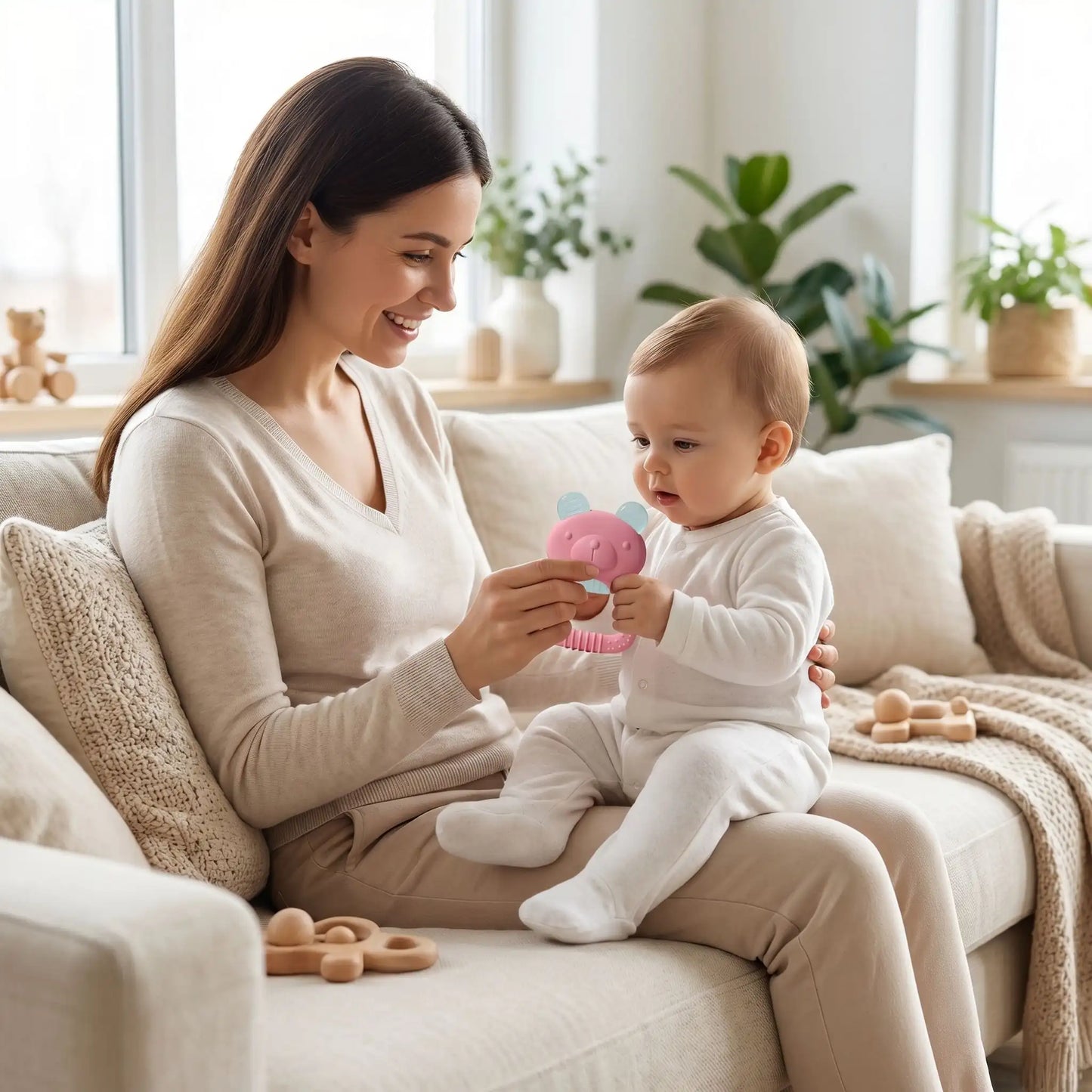 anneau de dentition refrigere rose maman