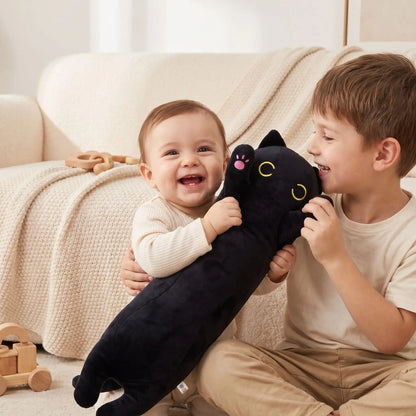 chat noir peluche doudou frere joue bebe noir