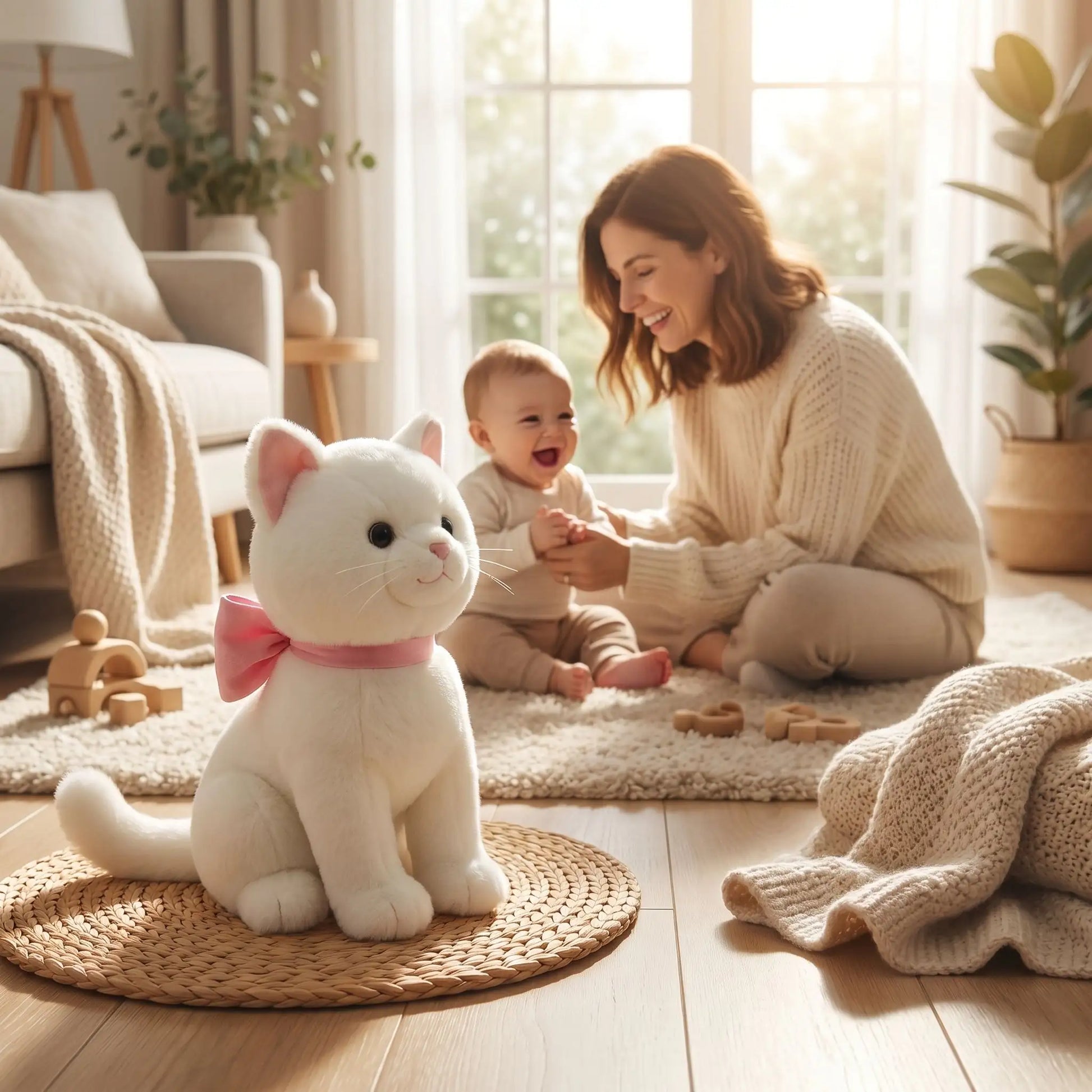 chat peluche 18cm tapis maman