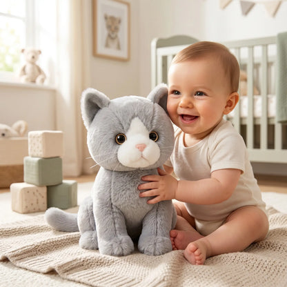 chats en peluches 26cm assis bebe