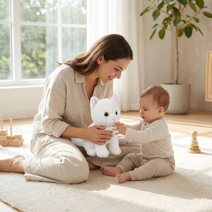 chats en peluches 26cm maman assis