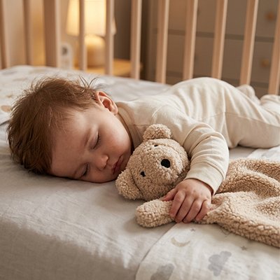 Doudou bebe bebe dort lit
