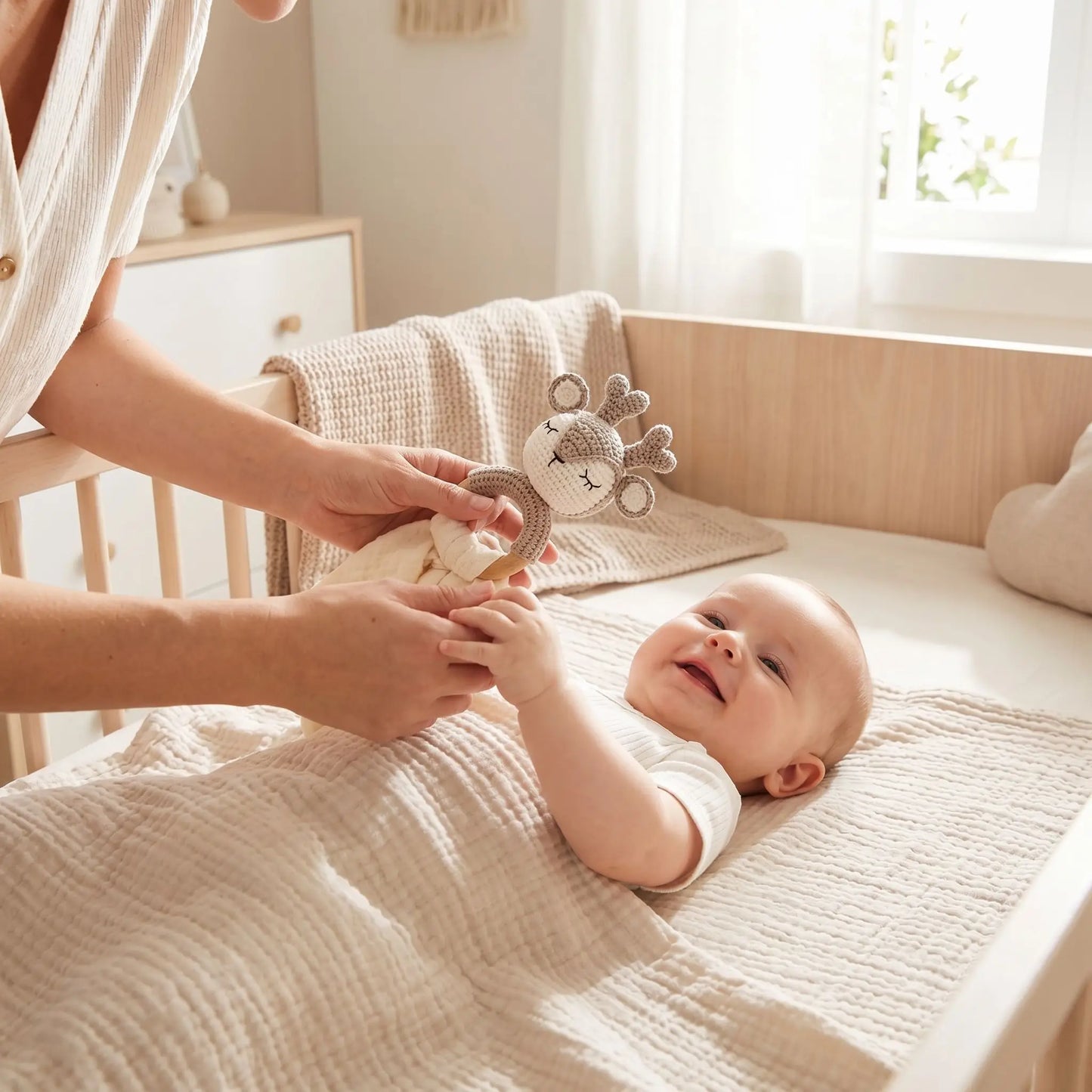 doudou bebe berceau cerf