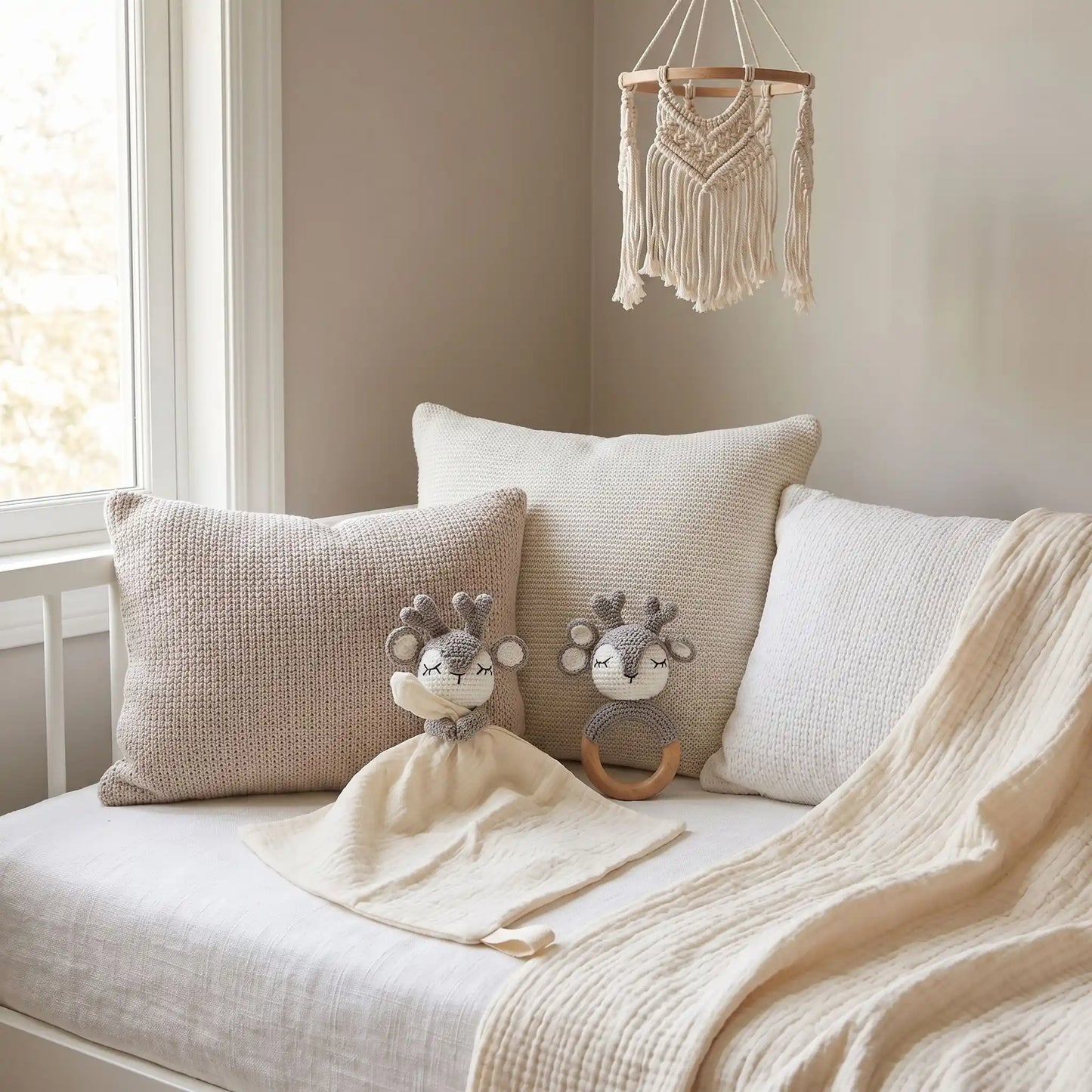 doudou bebe blanc lit cerfs
