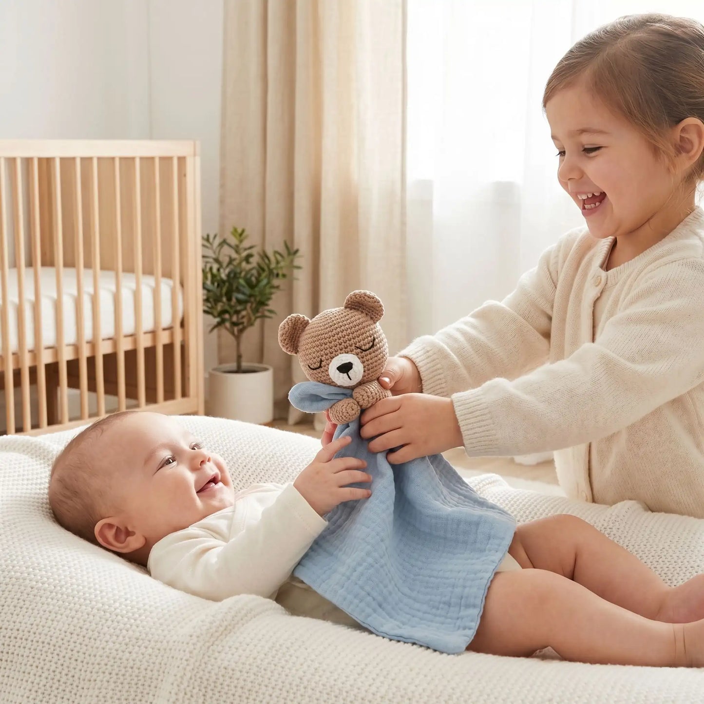 doudou bebe bleu soeur