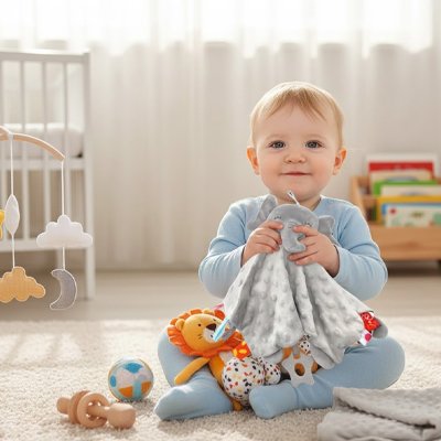 Doudou bebe face gris