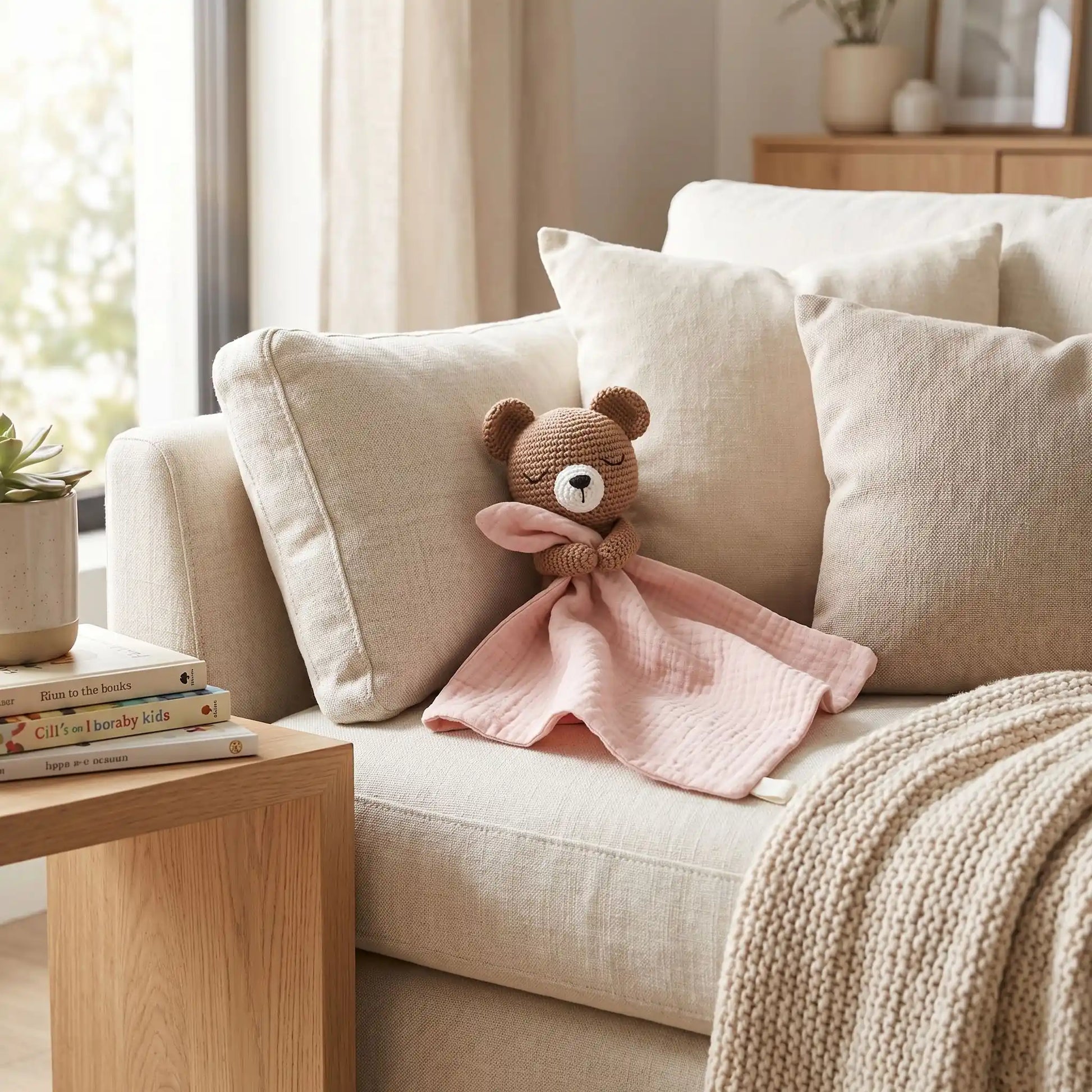 doudou bebe rose ours canape