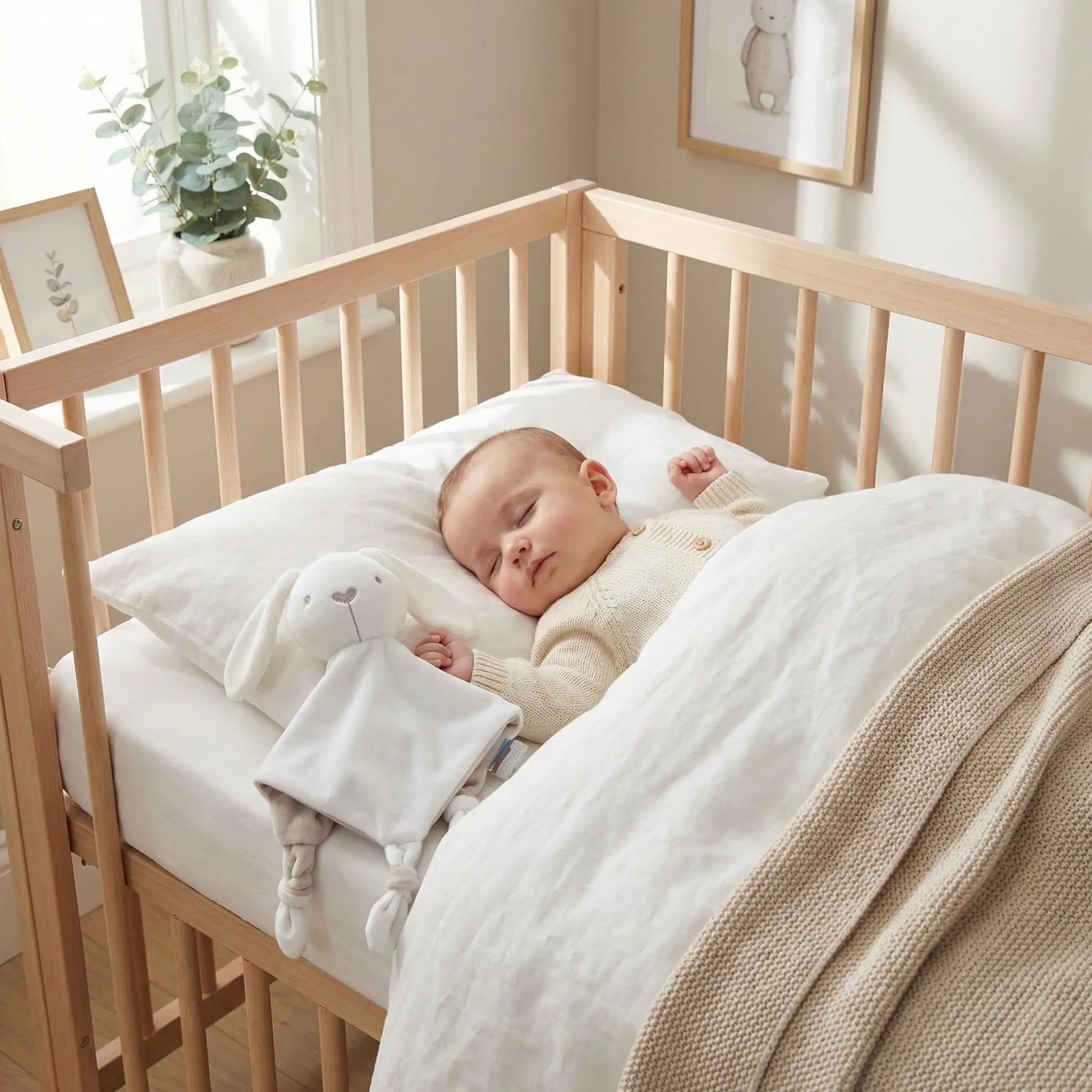 doudou lapin bebe dort blanc
