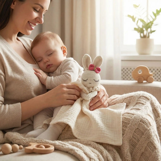 doudou lapin maman bebe blanc