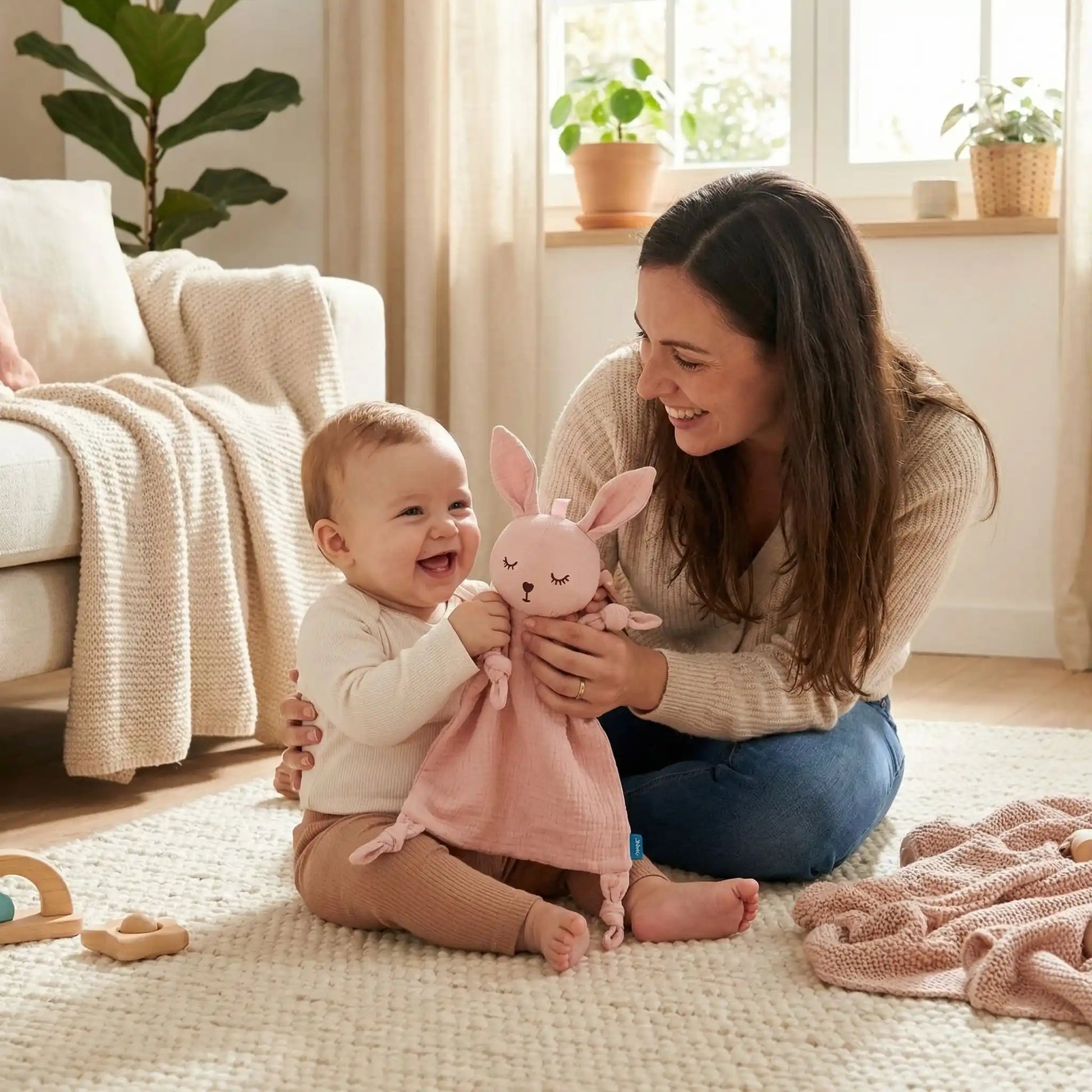 doudou lapin rose rose