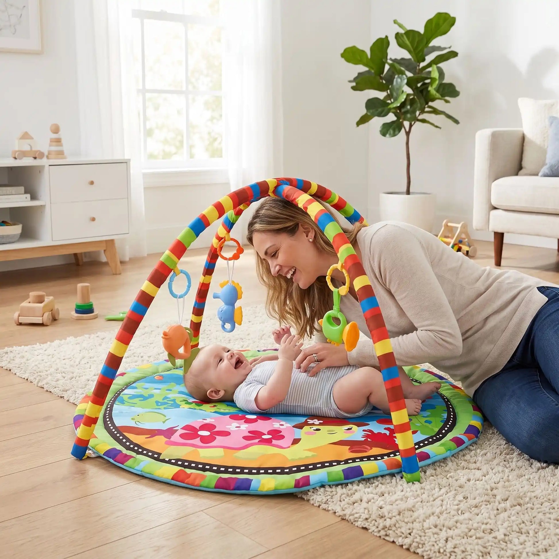 grand tapis deveil moelleux maman joue bebe salon