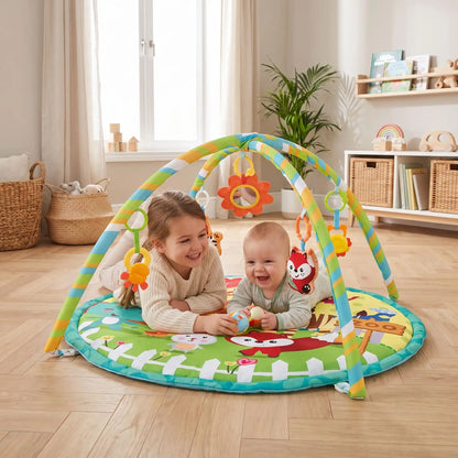 grand tapis deveil moelleux soeur bebe joue renard