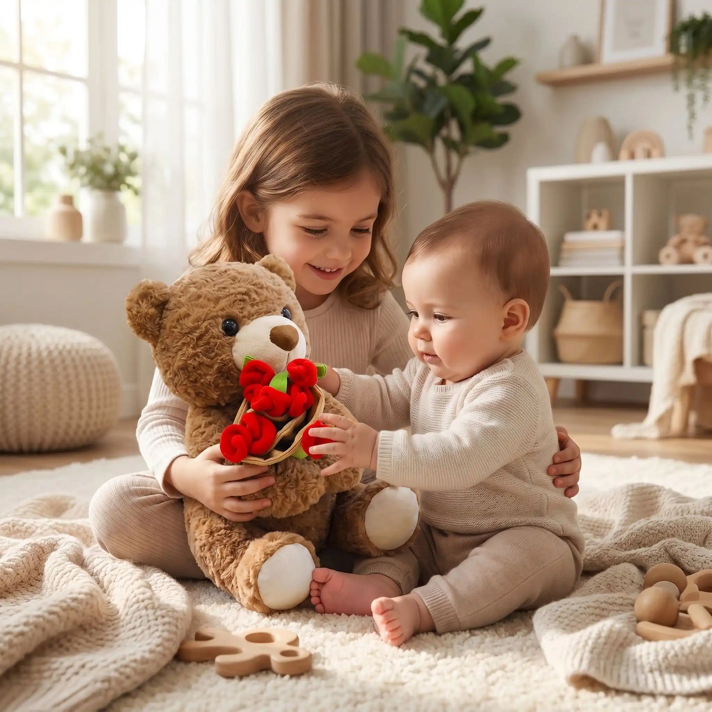 gros ours en peluche 38cm soeur bebe