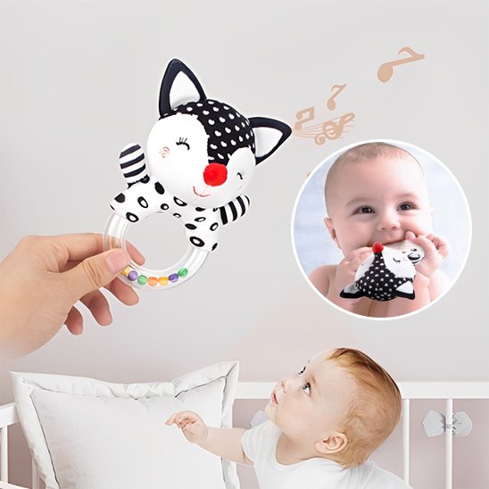 Hochet bébé face chat