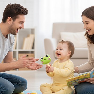 Hochet grenouille parents