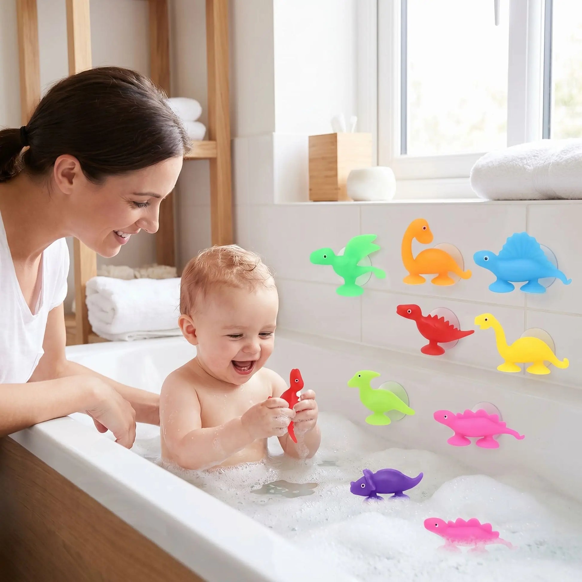 jouet baignoire pour bebe maman dinosaure
