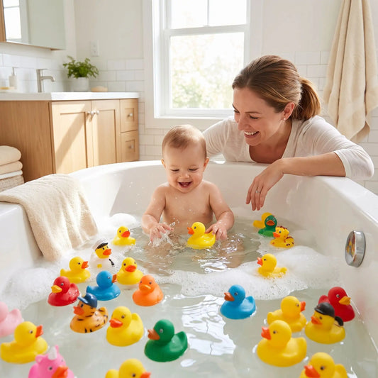 jouet baignoire pour bebe maman joue bebe bain canards