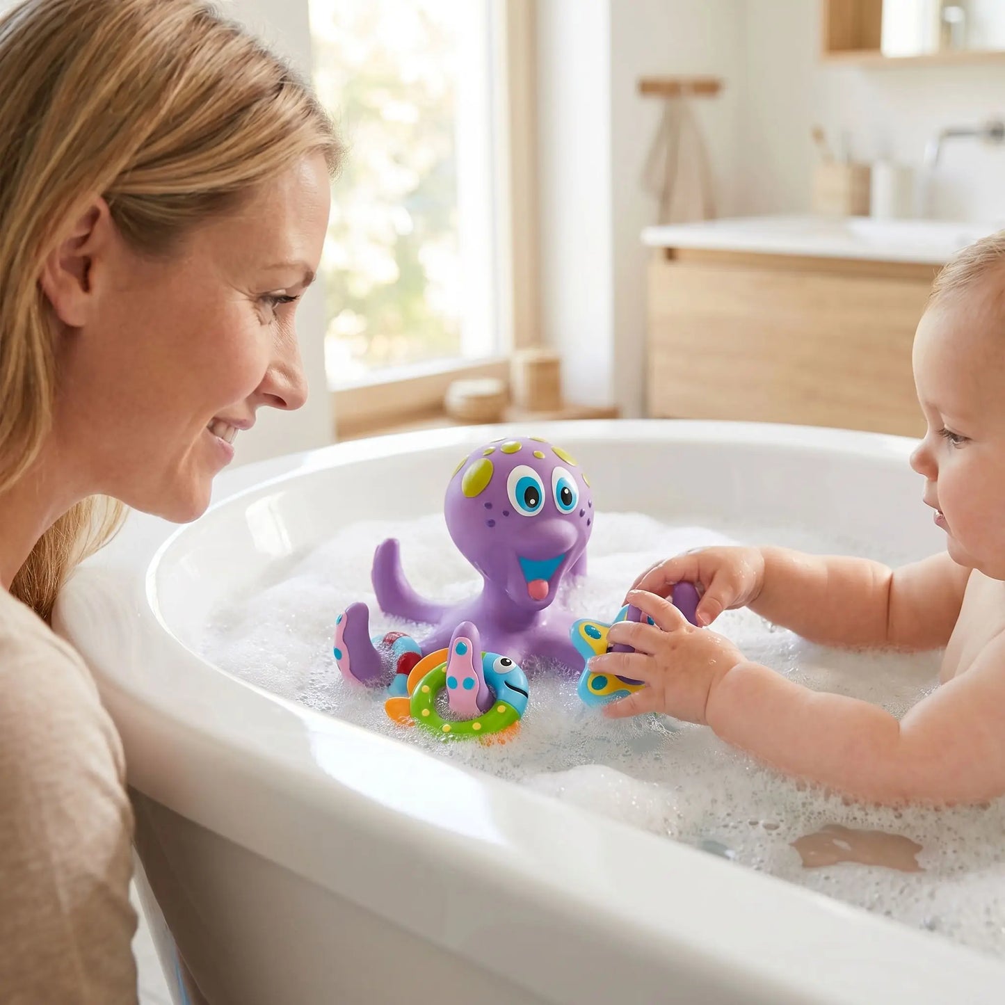 jouet baignoire pour bebe pieuvre maman