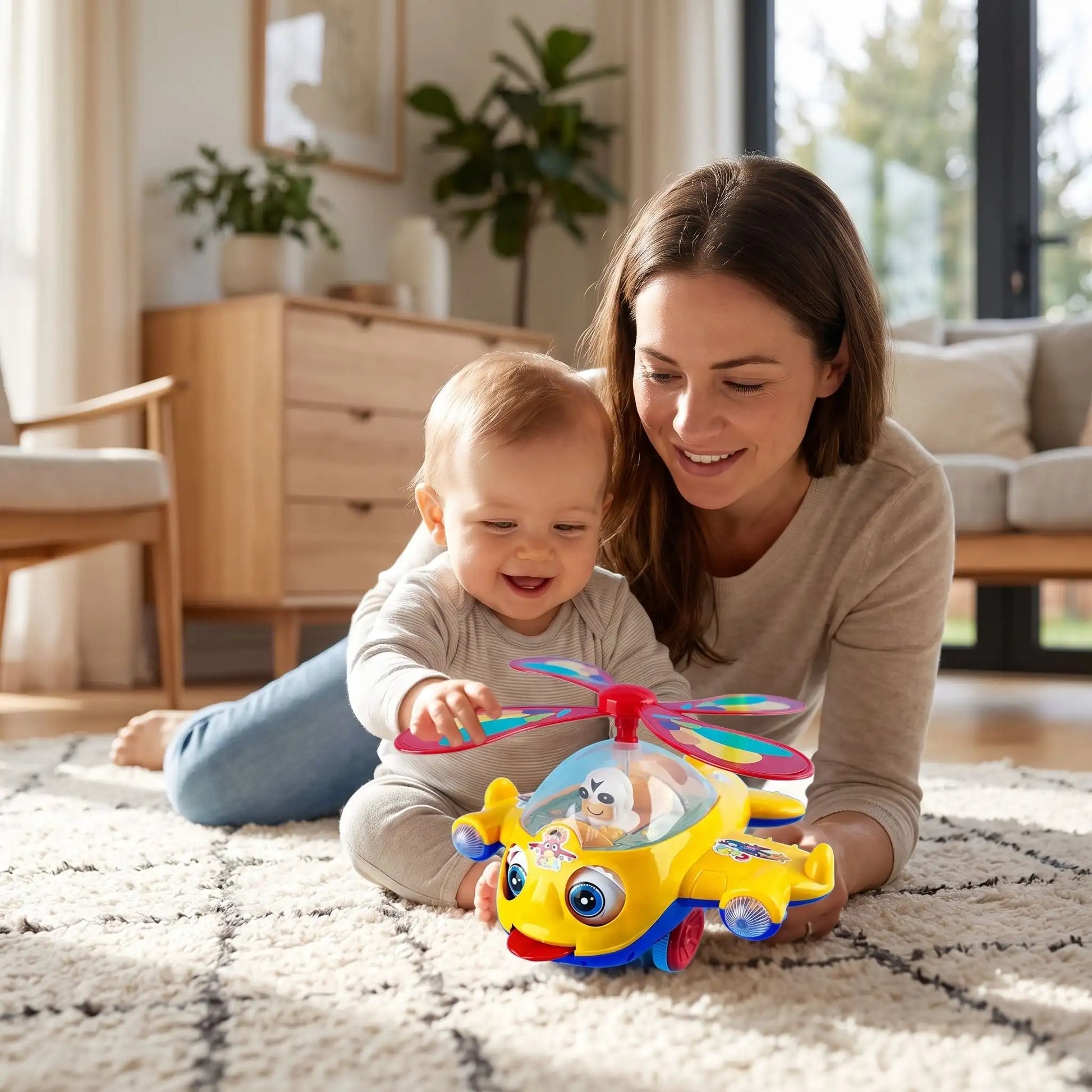 jouet bebe 1an jaune maman joue