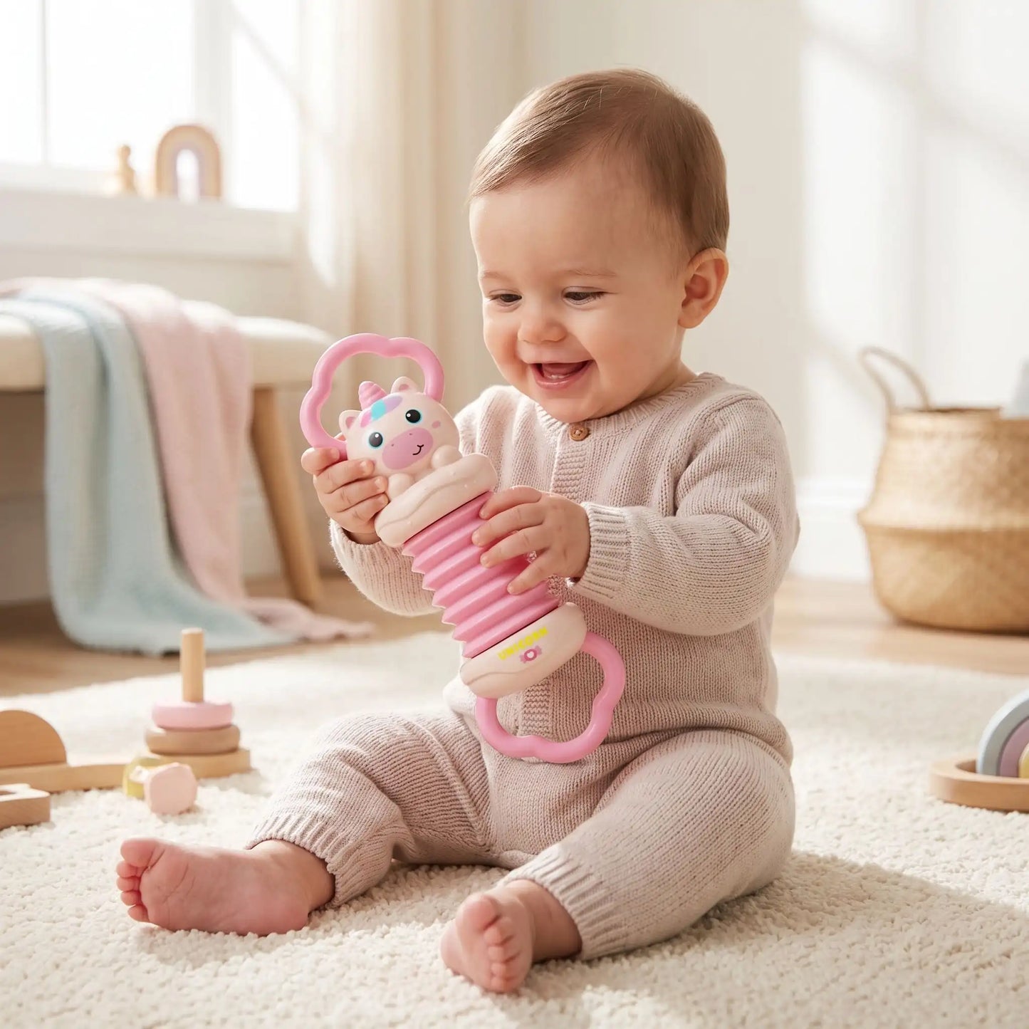 jouet bebe 6mois bebe joue rose accordeon